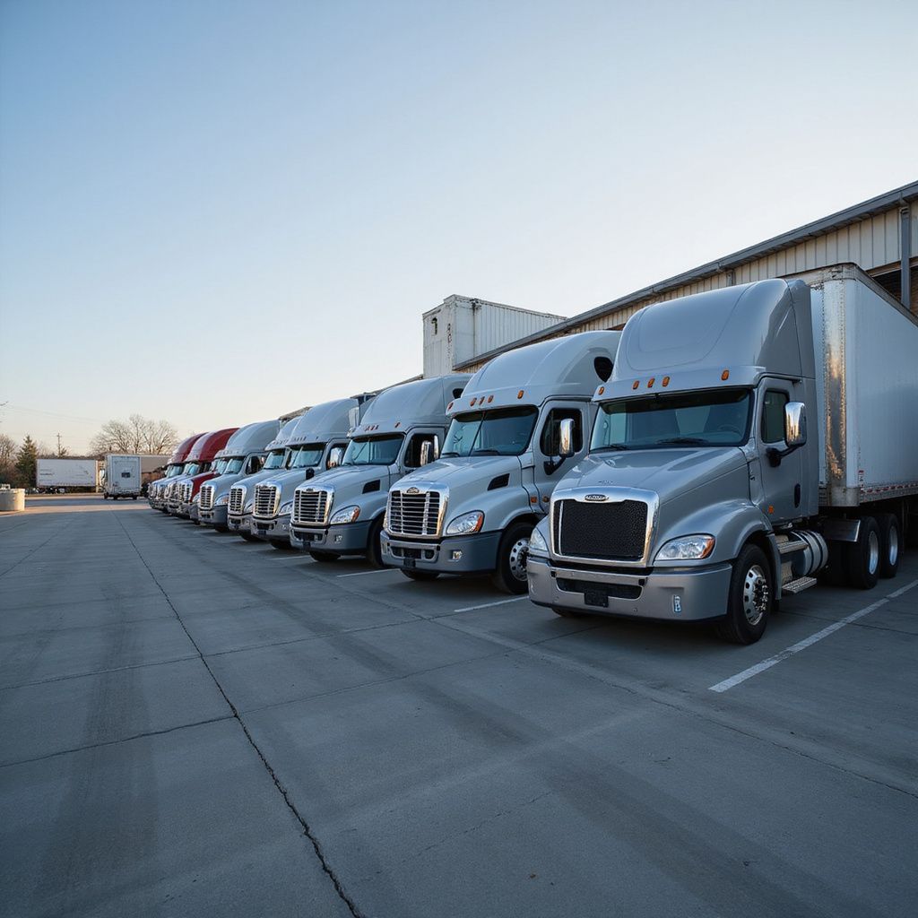semi trucks at tire shop