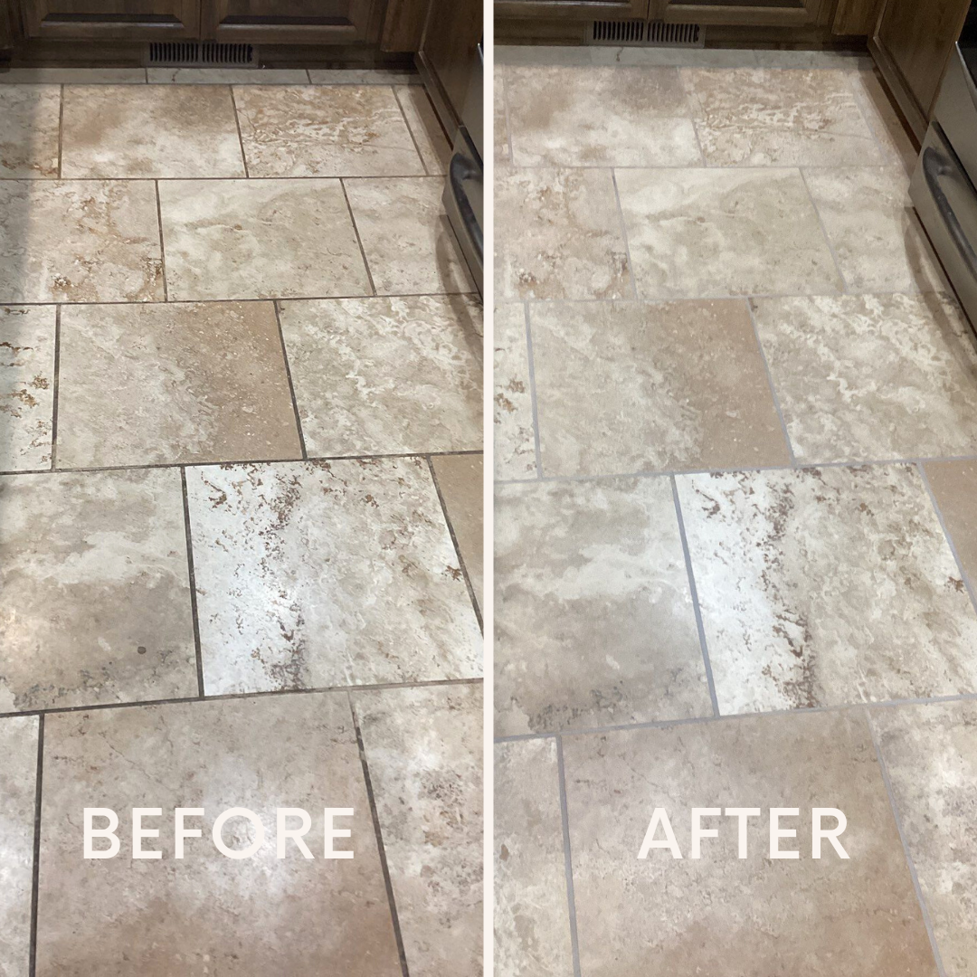 Travertine Floor before and after pictures