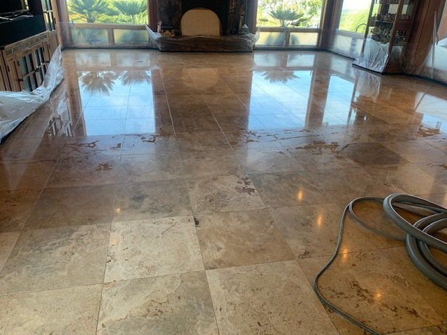 Travertine Floor Polish (in process)