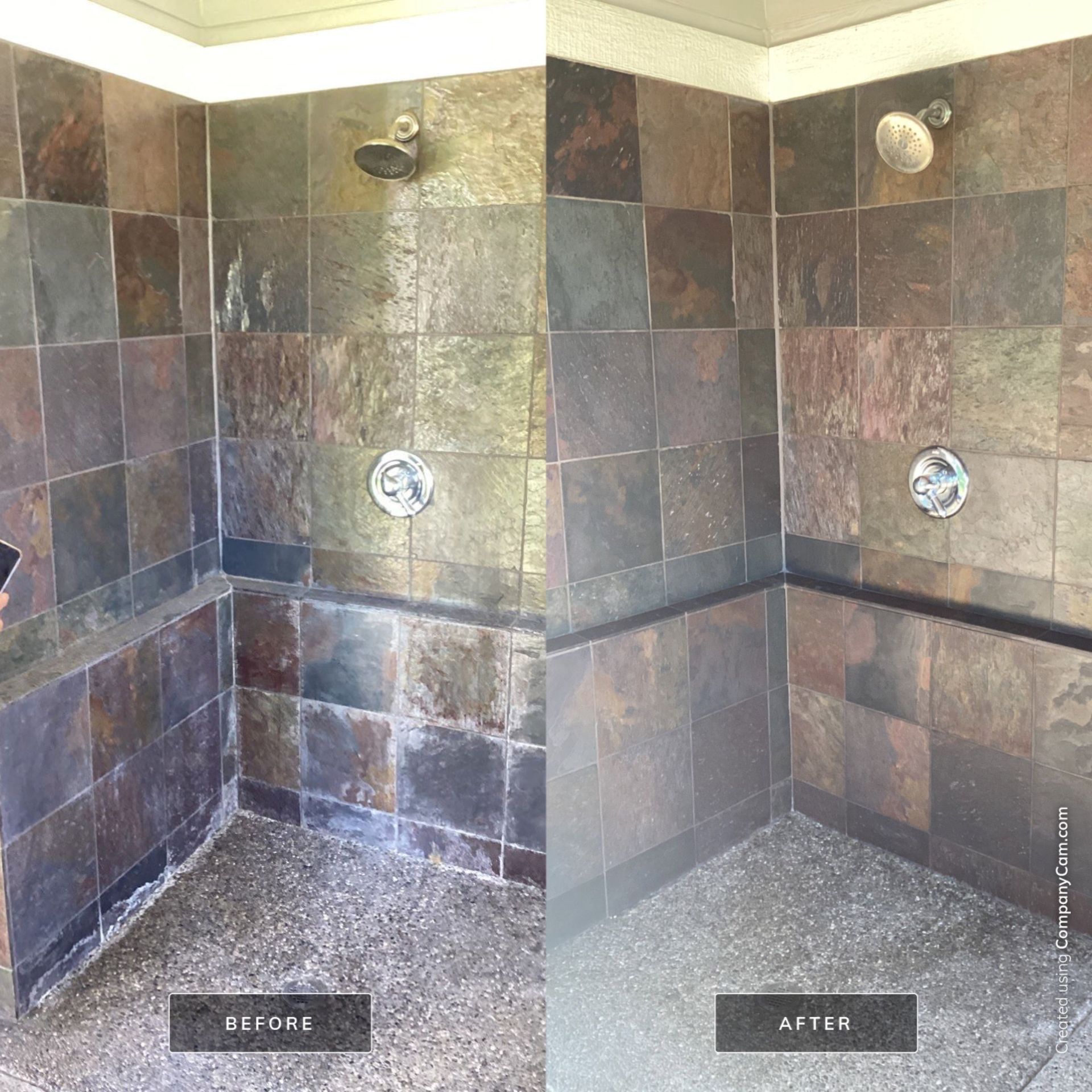 Slate Shower before and after pictures