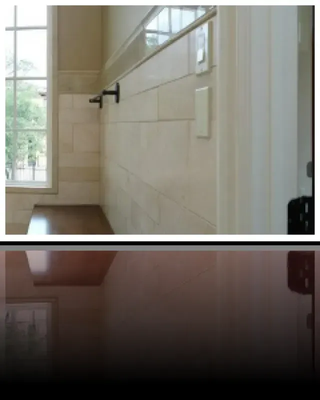 A picture of a wall and a picture of a table