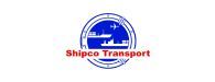 O logotipo da shipco transport é um círculo azul e branco com um navio dentro.