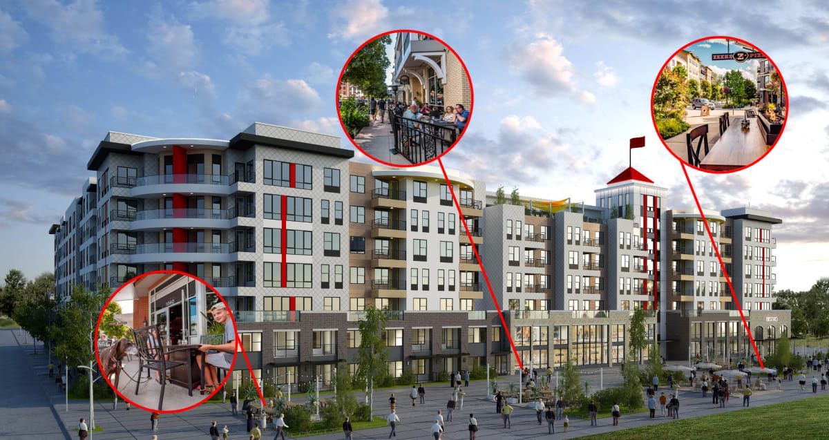 An artist 's impression of a large apartment building at The Experience at Epicenter
