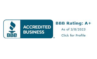 BBB Accredited Business logo, A+ rating as of 3/8/2023.