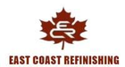 Logo for East Coast Refinishing, featuring a maroon maple leaf with "ECR" initials in white.