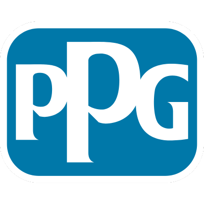 PPG logo: White "PPG" letters in a blue rounded rectangle.