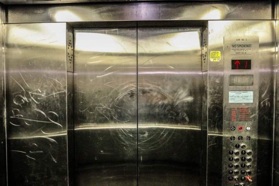 scratched up elevator