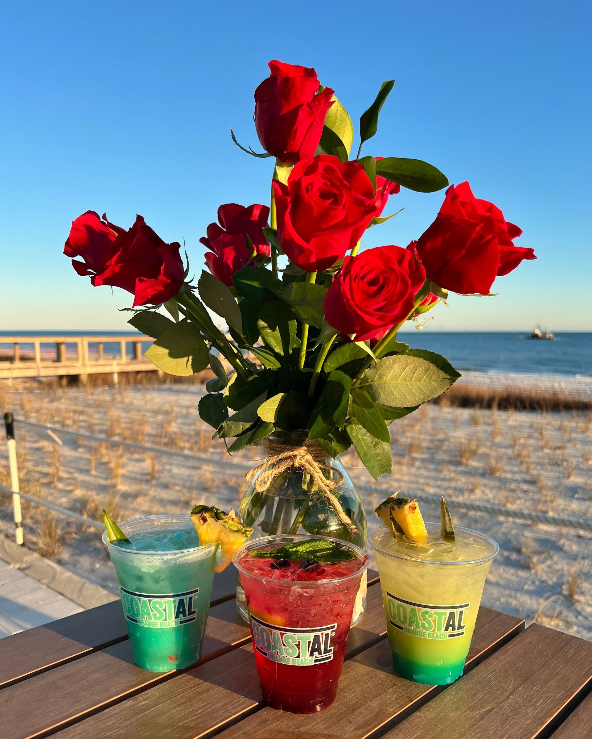 romantic roses on the beach