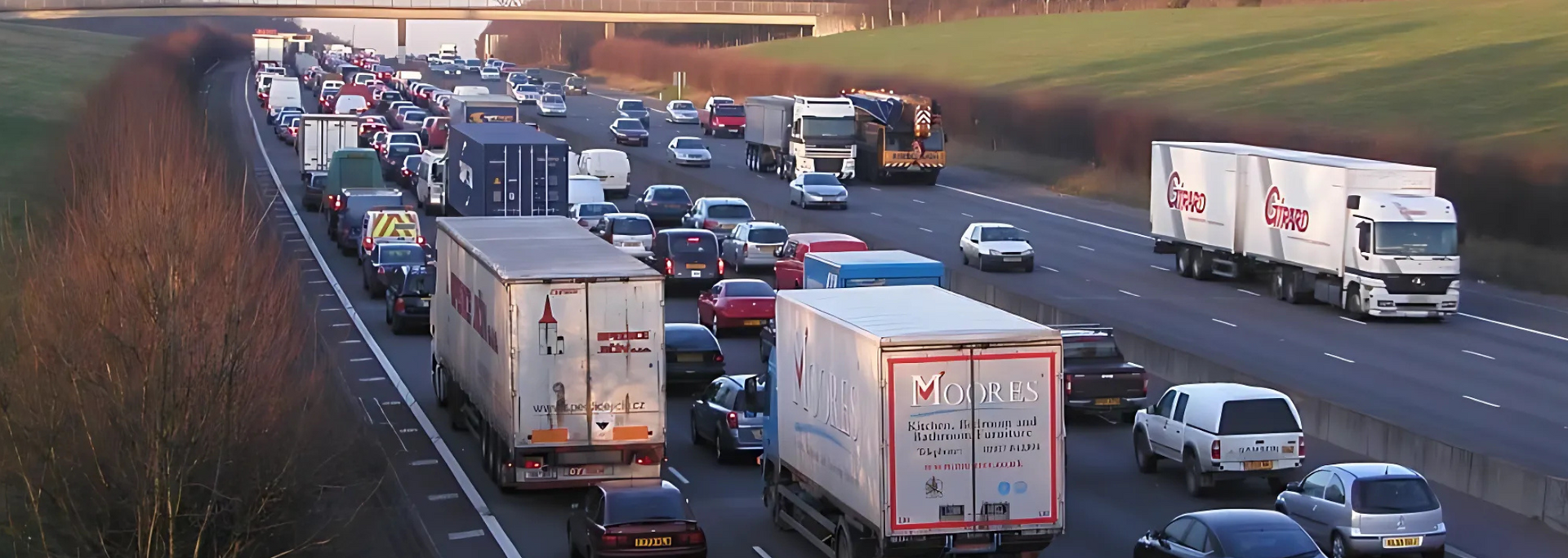 Picture of a congested motorway. Picture of a congested motorway.