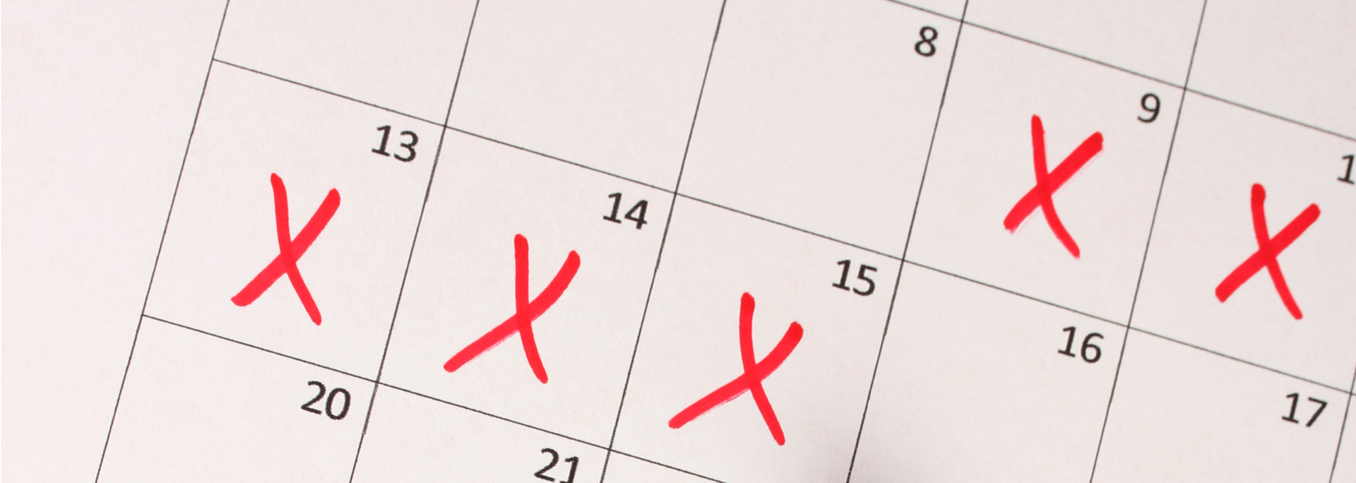 Picture of days marked off on a calendar. Picture of days marked off on a calendar.