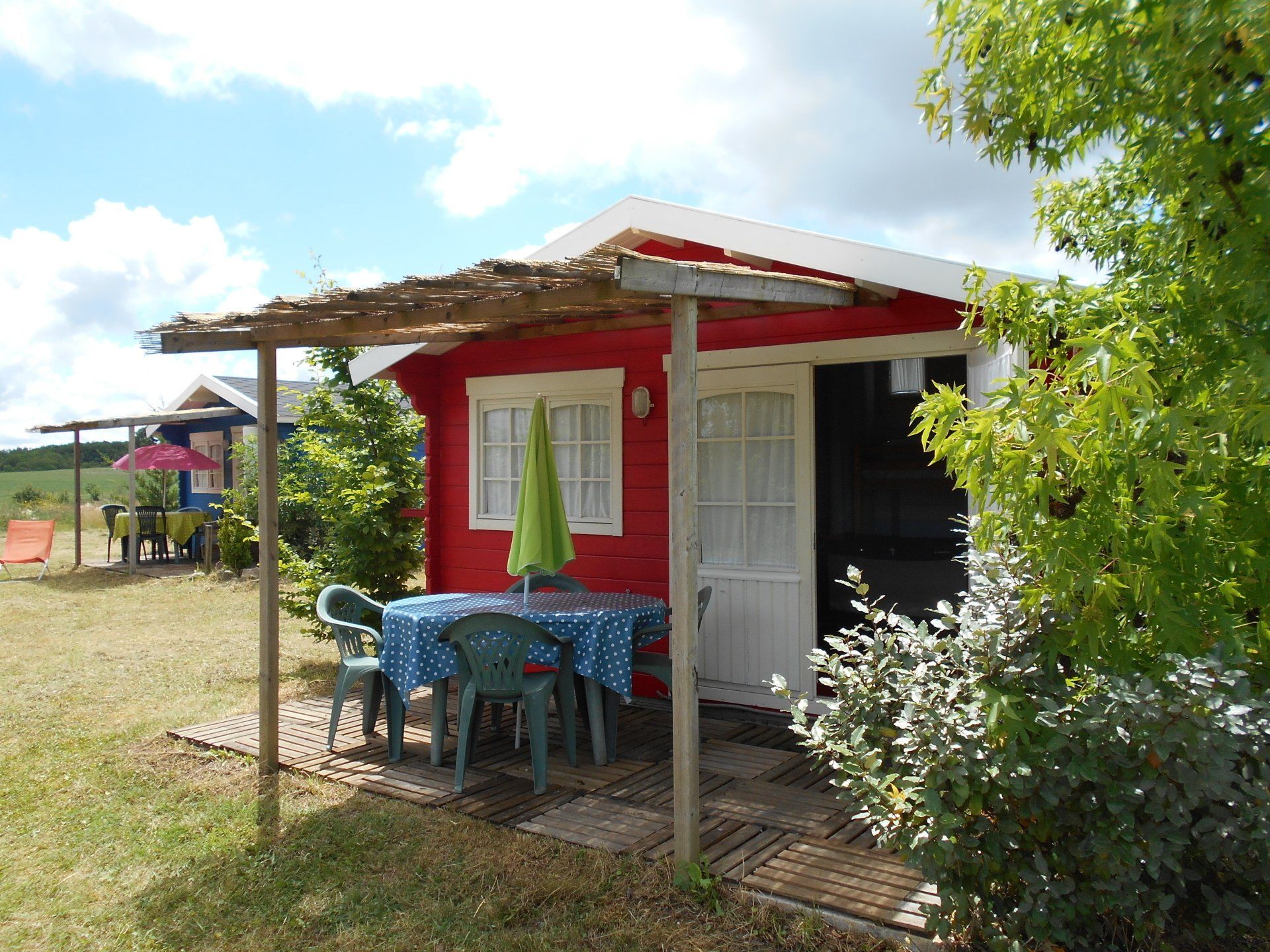 Log cabin comfortable camping