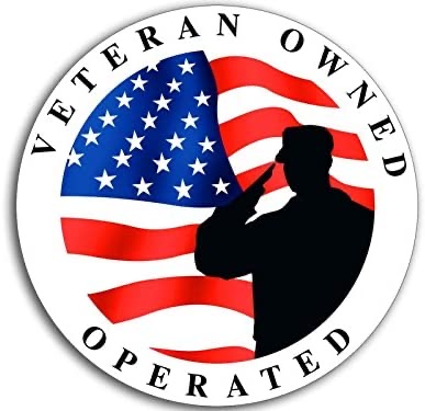 Veteran saluting in front of American flag, 