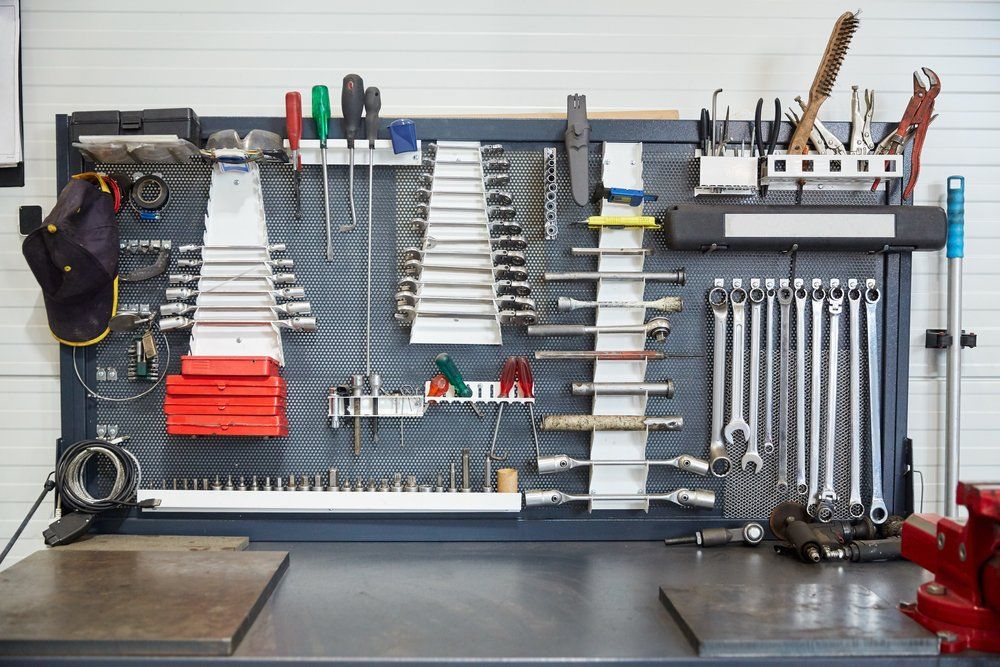 Organized tools in a pole barn