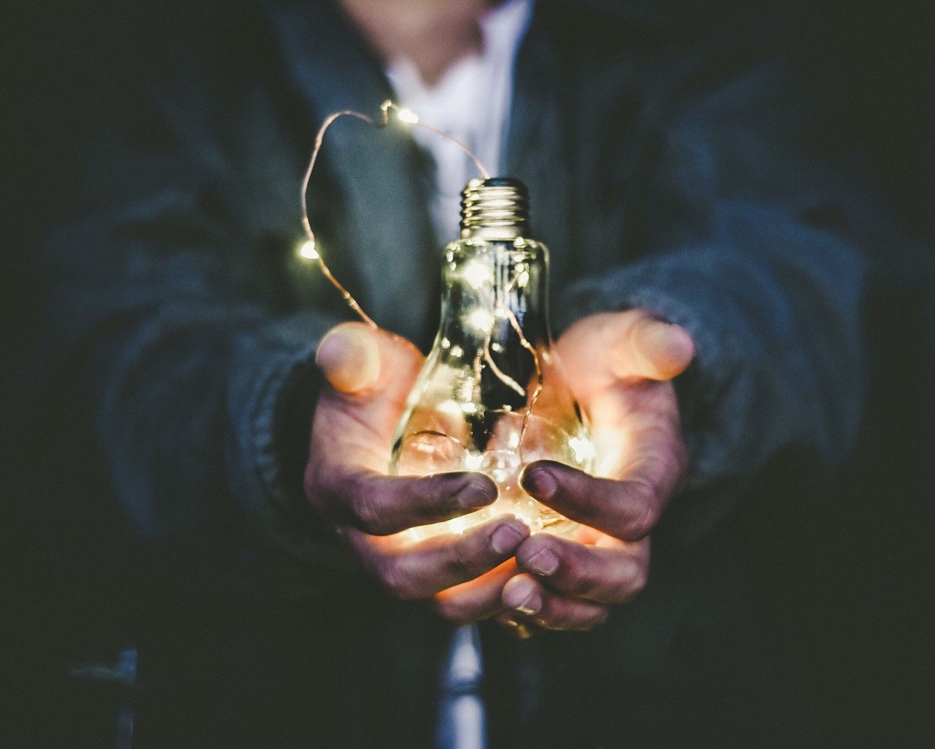 A person is holding a light bulb in their hands, representing the topic of business formation law.
