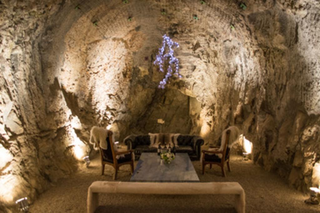 wine cave with comfortable seating
