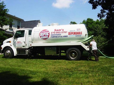 Truck Draining Septic Tank — Cecilia, KY — Sam’s Septic Tank Cleaning Service
