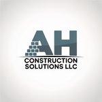 Logo for "AH Construction Solutions LLC" with stylized letters and brick elements.