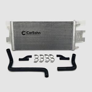 A car radiator with hose attached to it and the word carbahn on it