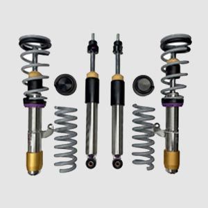 A set of shocks and springs on a white background
