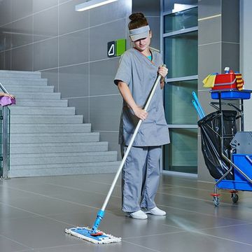 Worker Cleaning Floor with Machine — Wooster, OH — MTO Clean of Wayne County