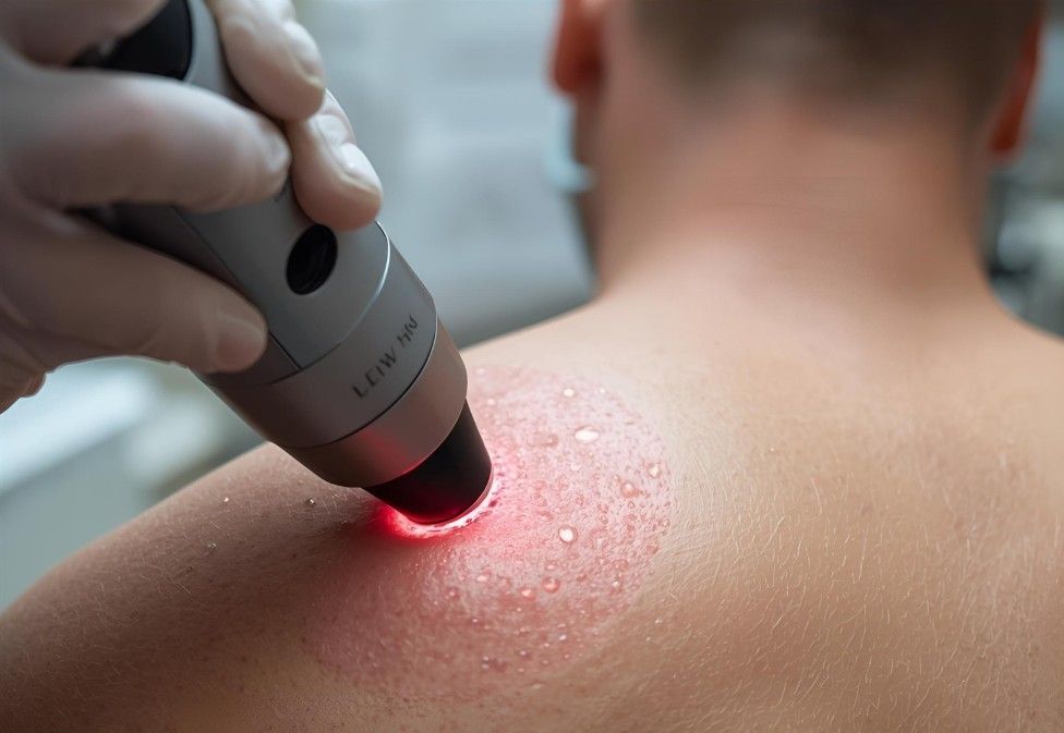 Laser Hair Removal Coventry performing laser hair removal on a man's shoulder