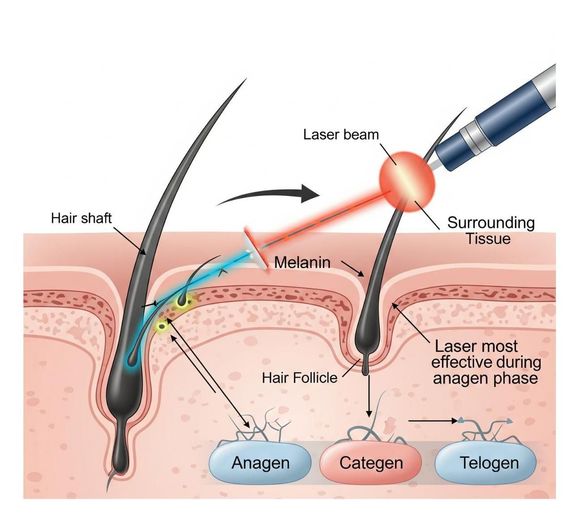 diagram showing how laser hair removal works