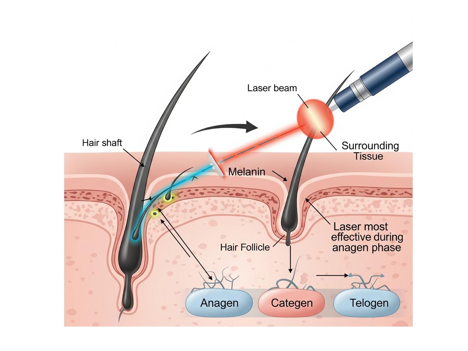 diagram showing how laser hair removal works