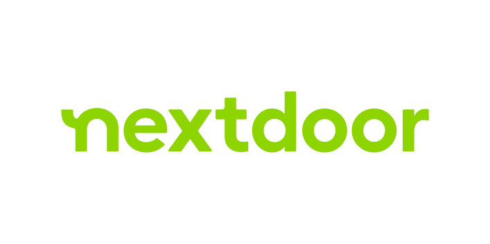 The nextdoor logo is green and white on a white background.
