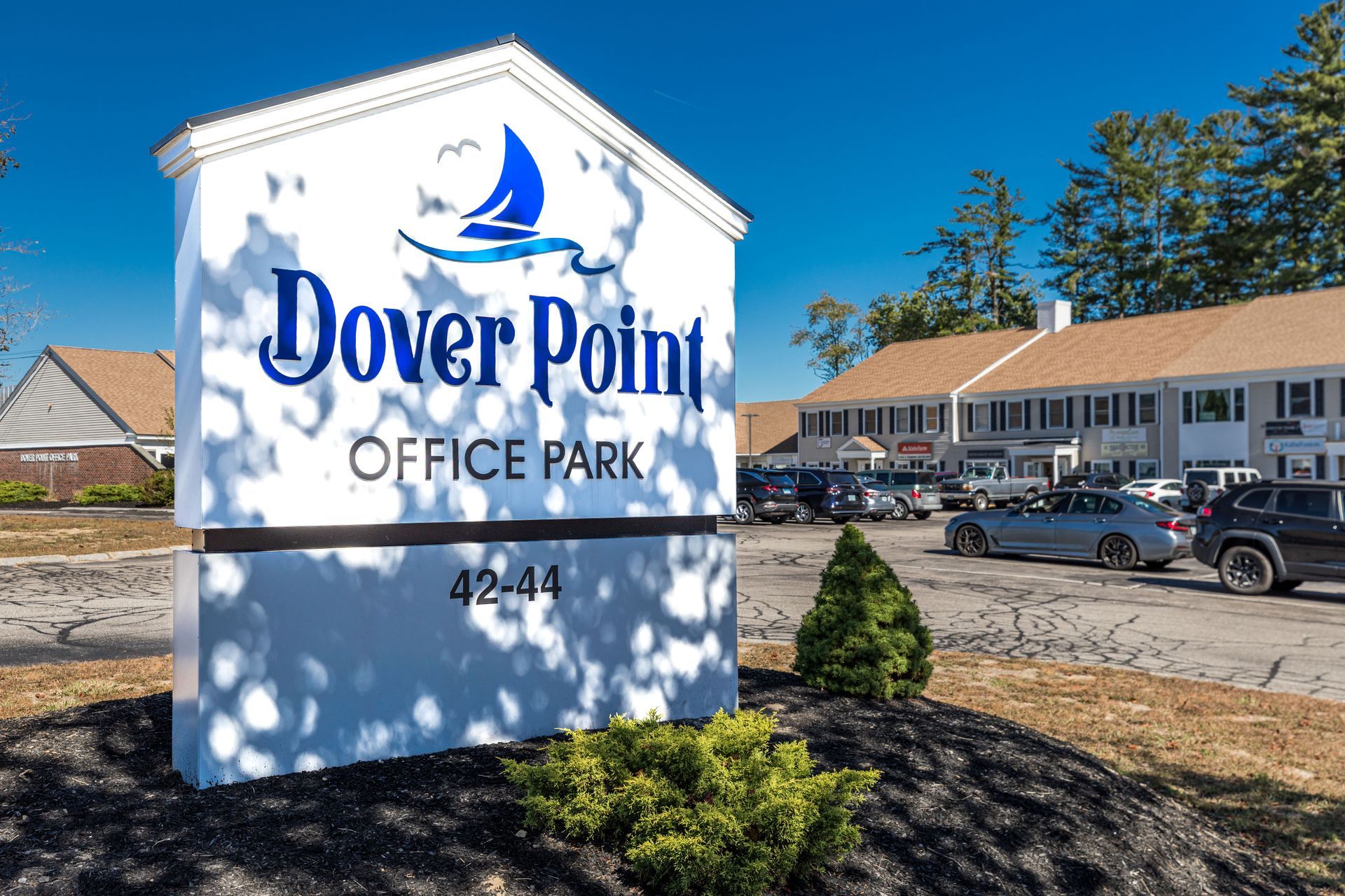 White monument sign for 