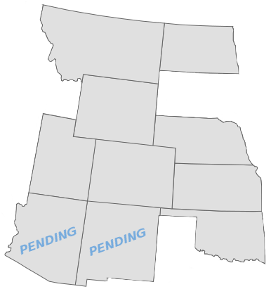 a map of the united states with states labeled pending