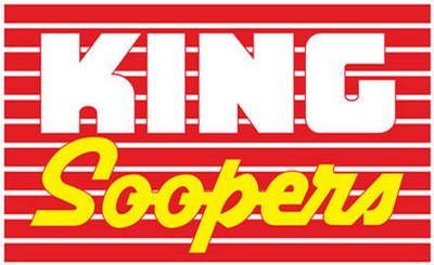 a red and white logo for king coopers