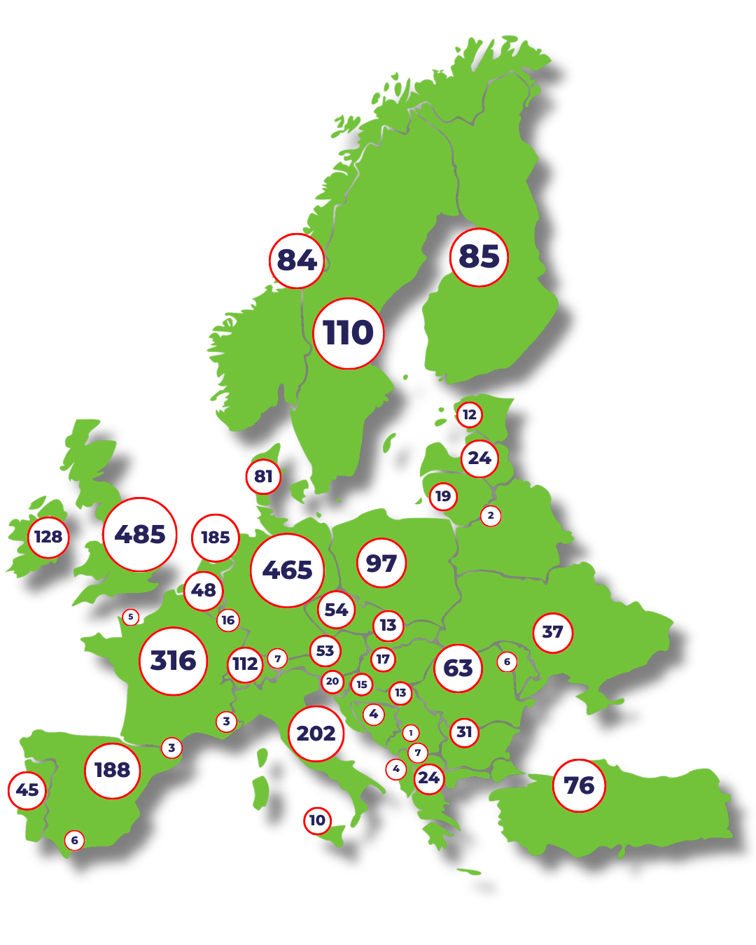 Server room with rows of black server racks illuminated by purple and green lights.