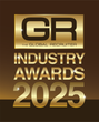 Business Desk North West Business of the Year Awards 2024 logo. Gold triangle, 