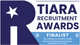 Pink and blue circular badge: Recruiter Awards 2024. Text: