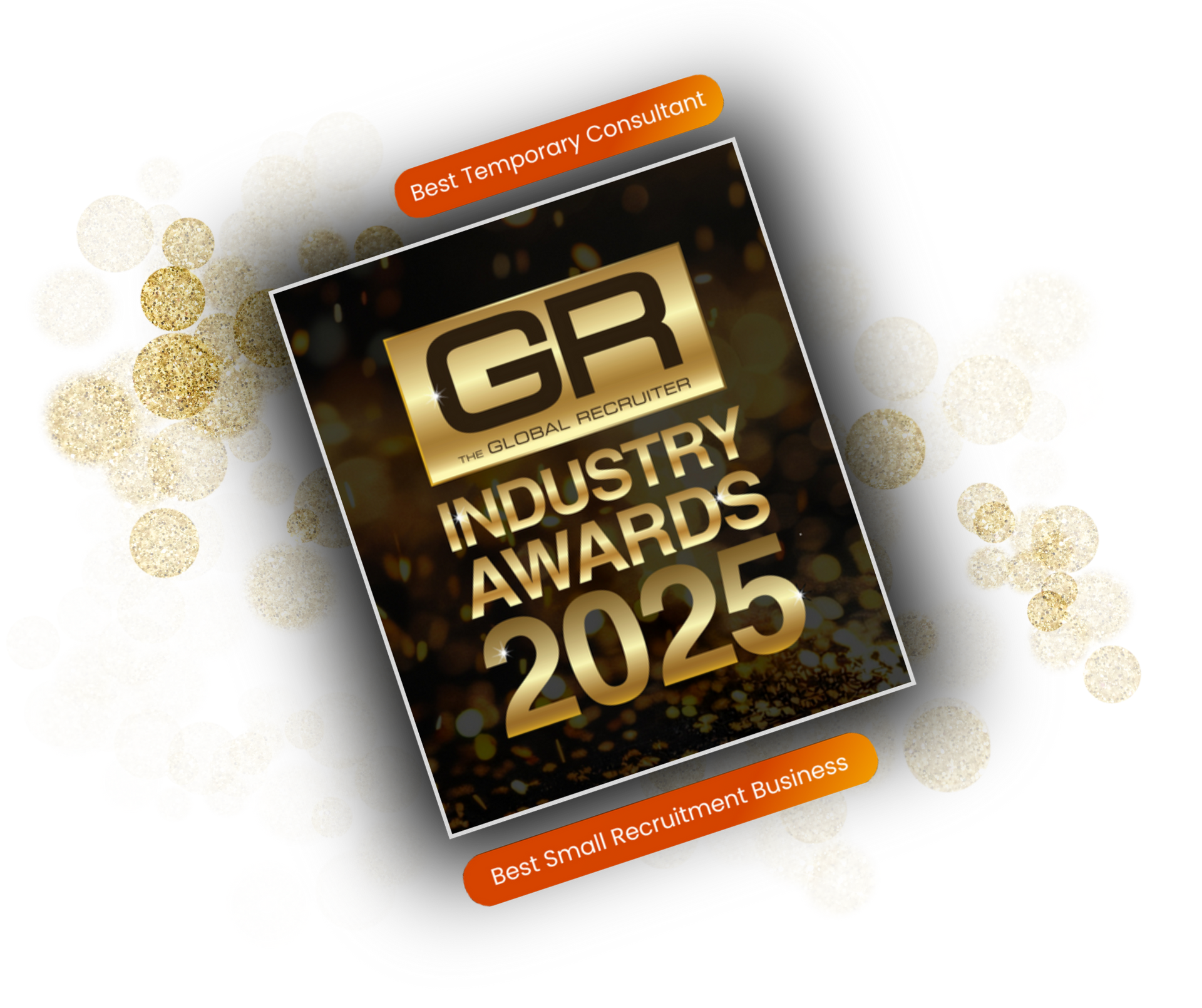 GR Industry Awards 2025 logo on a gold and black background with text ribbons