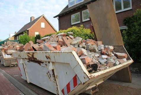 Skip full of rubble