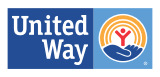 The united way logo has a hand holding a person in a circle with a rainbow.