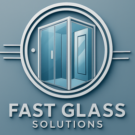 A black and white logo for .Frameless Glass Doors and Mirror Systems