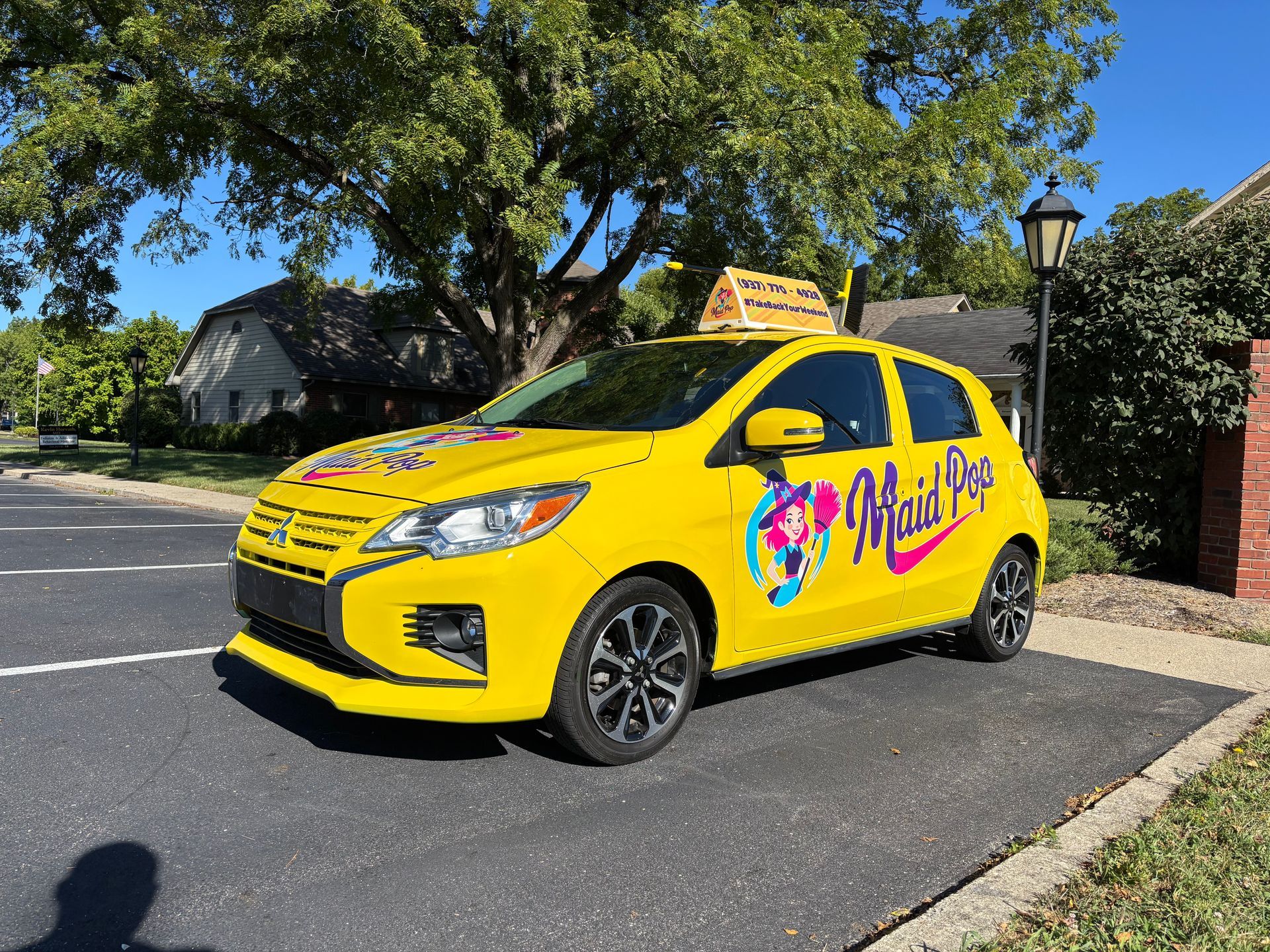 Yellow car with 
