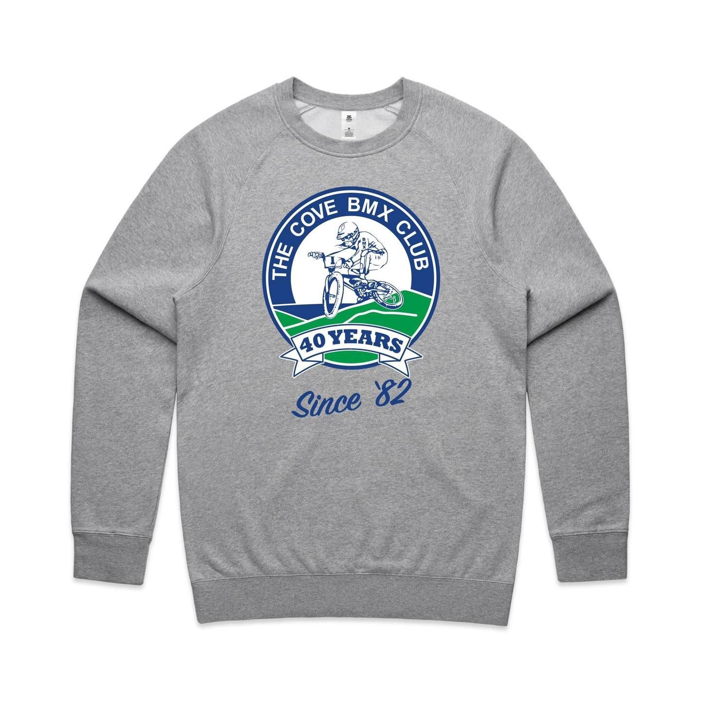 A sweatshirt that says the cove bmx club 40 years since 82