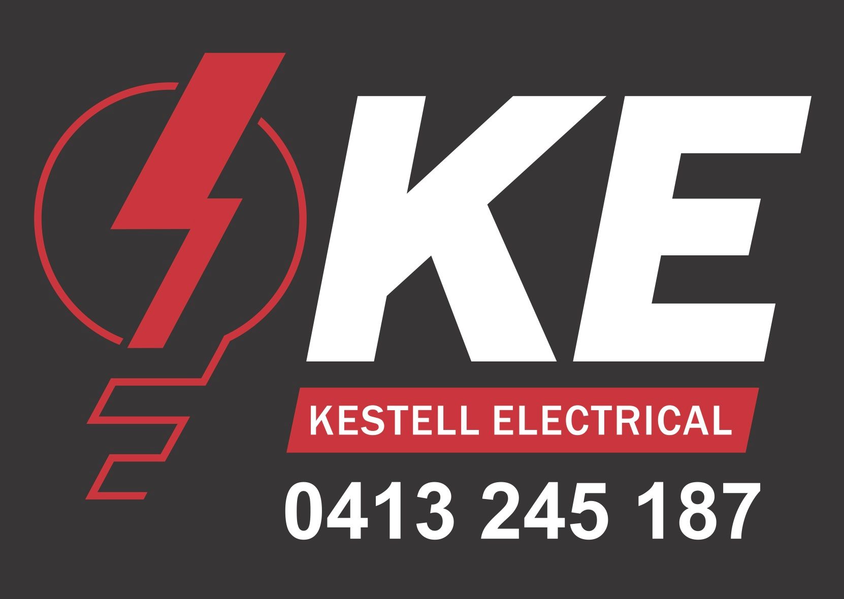 A logo for kestell electrical with a lightning bolt