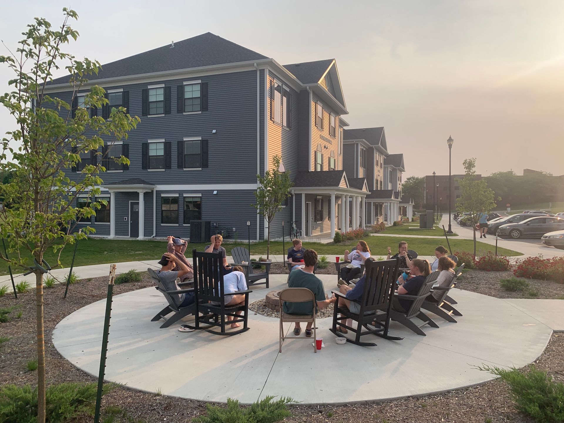 a living room filled with furniture and a fireplace