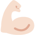 A cartoon illustration of a muscular arm with a smile on it.