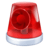 A red ambulance light on a white background.