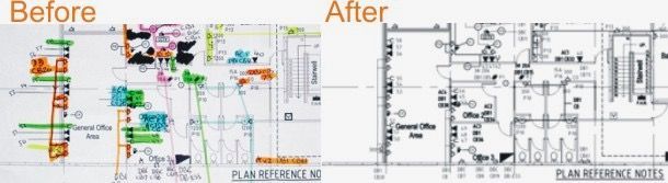 A before and after picture of a floor plan