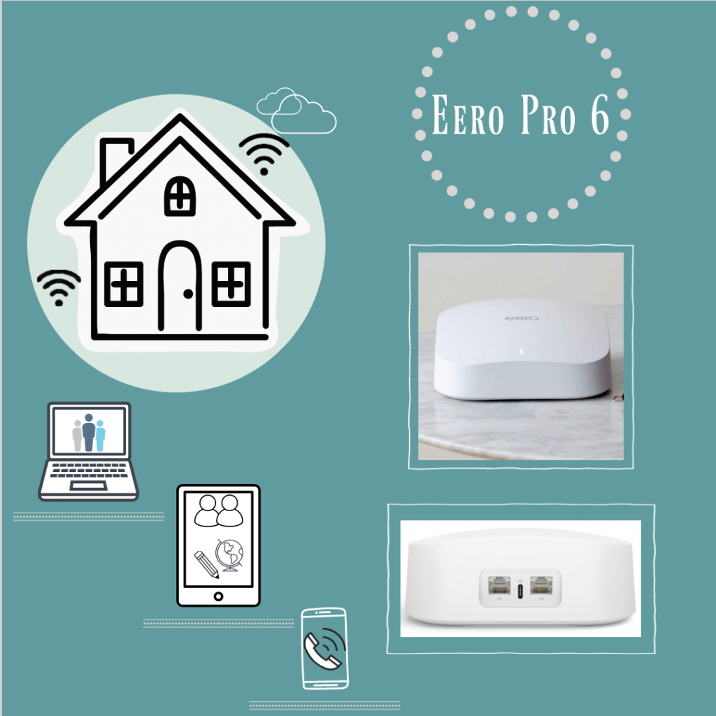A picture of a house with a eero pro 6 on it