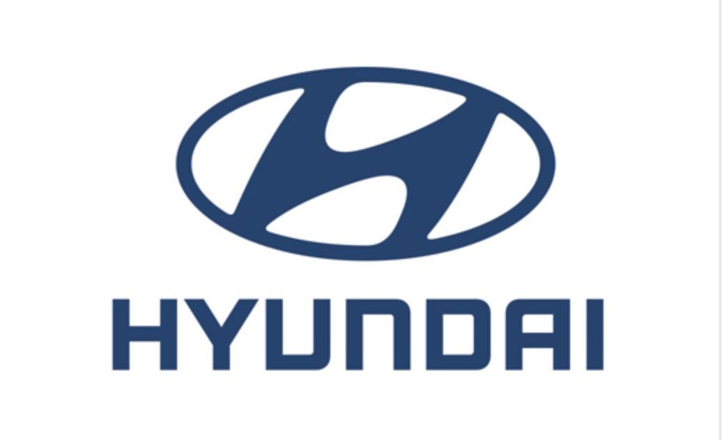 A blue hyundai logo on a white background