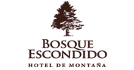 The logo for bosque escondido hotel de montana has a tree on it.
