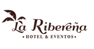 Un logotipo para un hotel y eventos con palmeras sobre fondo blanco.