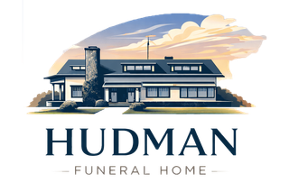 Black text on a white background reads "HUDMAN" above a horizontal line, with "FUNERAL HOME" below.